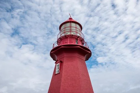 Close-up of the top of a red lighthouse Stock Photos
