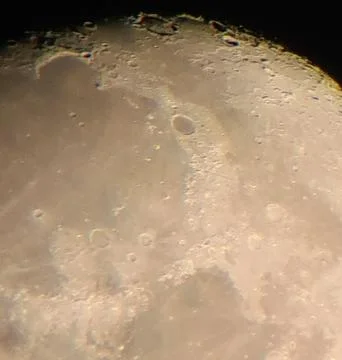 Close up top right side of the moon Stock Photos