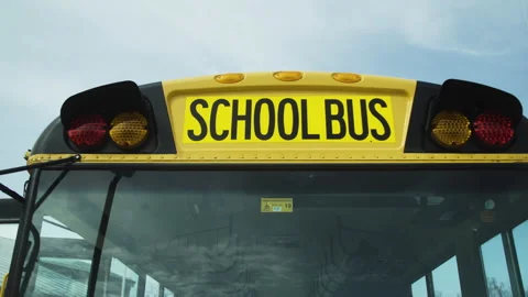 Close up of the top of a school bus Stock Footage 130732692