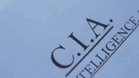 Close-up top secret cia document. document of the usa intelligence agency. Stockbeeldmateriaal 217379943