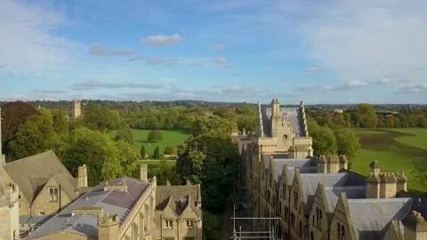 Close to Top view of a Cathedral School, Drone Footage, HD, 25F Stock Footage 170825605
