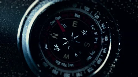 Close up top view compas. Concept of travel, adventure, expedition, business Stock Footage 146342995