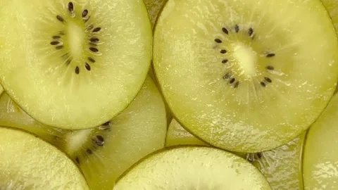 Close up top view fresh golden, yellow kiwi isolated background, Macro Stock Footage 159280198