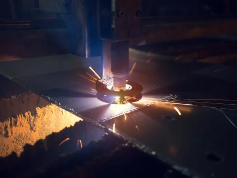 Close-up Top View Of A Laser Cutting Machine Stock Photos