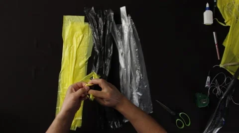 Close up Top View of Male Doing Crafts Stock Footage 51348689