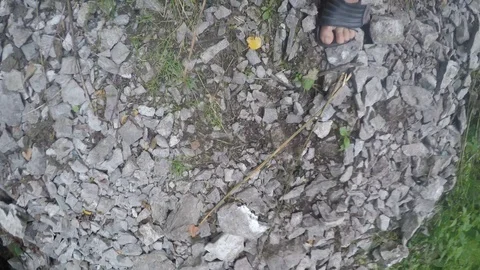 Close up top view on rocky path in Ural mountains. Stock Footage 121380056