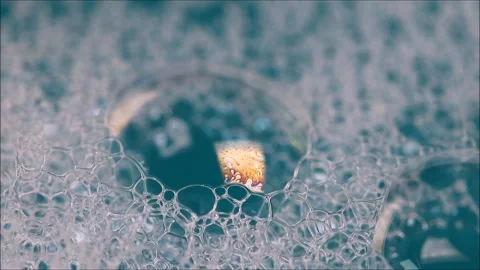 Close-up top view video of foamy surface of clean water Stock Footage 164613955