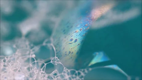Close-up top view video of foamy surface of clean water Video stock 164613965