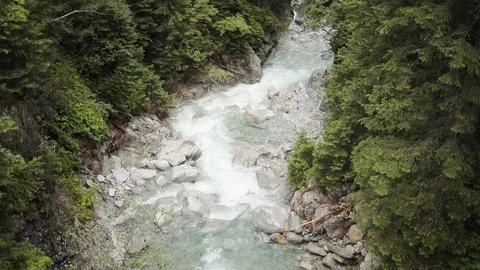 Close up top view of a waterfall in the mountains tourist scenic landscape stone Stock Footage 95450154