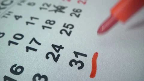 Close up top view on white calendar 2021 March month schedule to make Video stock 141185643
