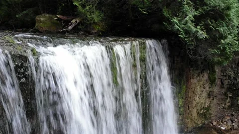 Close Up Of The Top Of A Waterfall Stock Footage 141158516