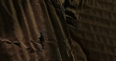 Close-up of torn and wrinkled corrugated cardboard texture Stock Footage 293025796