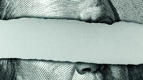 Close-up of a torn paper revealing part of a dollar bill in detail Stock Illustration