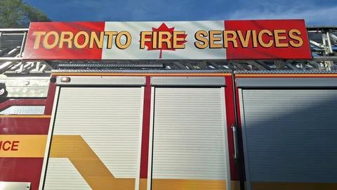 A close up of a Toronto Fire Services truck Stock Photos