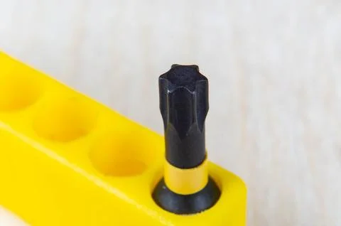 Close-up of a torx type screwdriver bit Stock Photos
