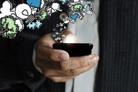 Close up of touch screen mobile phone Stock Illustration