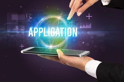 Close-up of a touchscreen, new tech concept 스톡 사진
