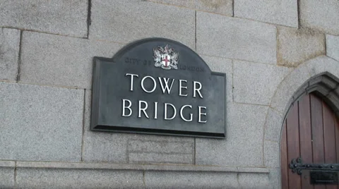 Close up Tower Bridge sign 08 Video stock 35596489