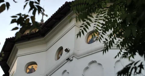 Close Up Of The Tower Of A Church Stock Footage 162746602