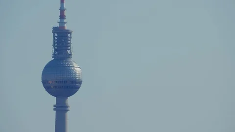 Close up of the Tower of Television in Berlin Stock Footage 93793375