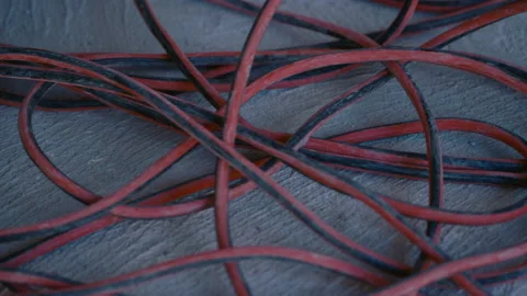 Close up tracking across Electrical leads Stock Footage 165105481