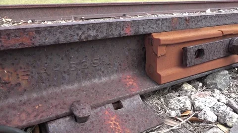 Close Up Tracking Shot Of Railroad Track Joint 02 Stock Footage 47454327
