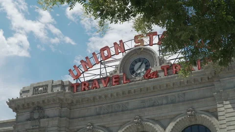Close tracking shot of Union Station, Denver , CO, Stock Footage 137349238