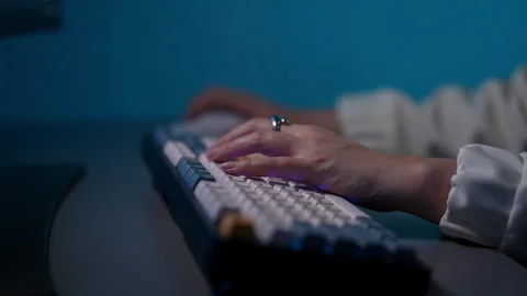 Close-up tracking shot of unrecognizable female hacker programmer working typing Stock-Footage 276445859