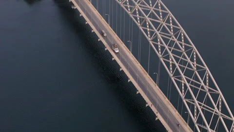 Close up tracking vans on Adomi Bridge Stock Footage 299749134