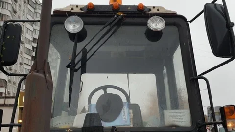 Close-up of a tractor cab Stock Footage 117407834
