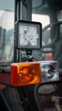 Close-up of tractor headlights Stock Photos