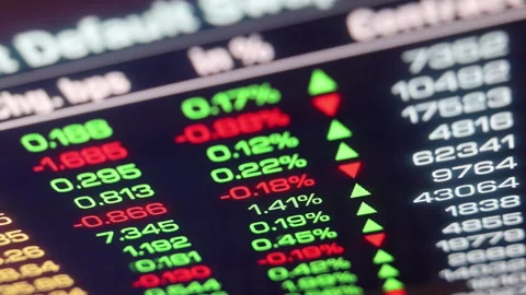 Close-up trading screen with CDS spreads and credit default swap rates. 库存影片 345580331