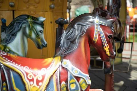 Close up of a traditional carousel . Vintage carousel detail Foto stock