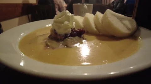 A close-up of a traditional Czech meal: Bread dumplings with roast beef Stock Footage 229728744