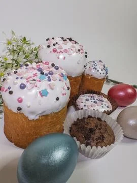 Close-up of traditional Easter cakes Stock Photos