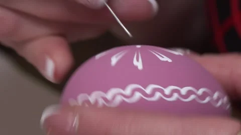 Close-Up of Traditional Easter Egg Decorating in Slovakia Stock-Footage 342819840