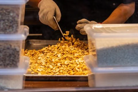 Close Up of Traditional Peanut Candy Making Stock Photos