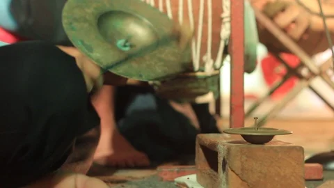 Close up of Traditional percussion instruments being played in a band Stock Footage 100798676