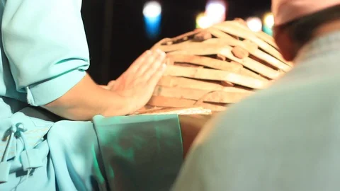 Close up of Traditional percussion instruments being played in a band Stock Footage 100798684