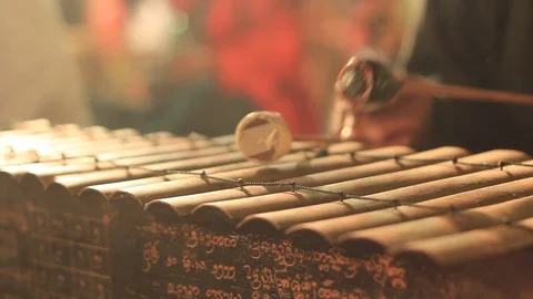 Close up of Traditional percussion instruments being played in a band Stock Footage 100798777