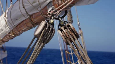 Close Up of Traditional Ship Rigging in Drake Passage 库存影片 331992084