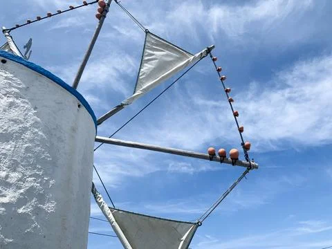 Close-up of a traditional windmill sail structure Stock Photos