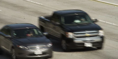 Close-up of traffic on Highway 134 to Pasadena, seen from overpass in Glendale, Stock Footage 59212426