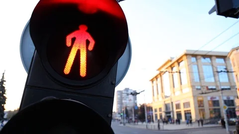 Close up of the traffic light in the city centre Stock Footage 91035412
