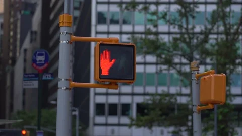 Close Up Traffic Light Close Up  - South Street Sea Port, NYC, NY Stock Footage 138551710