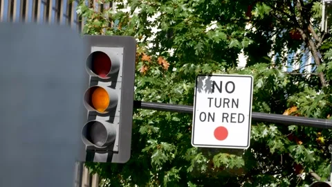 Close-Up Traffic Light Cycling in DC Stock Footage 295796188