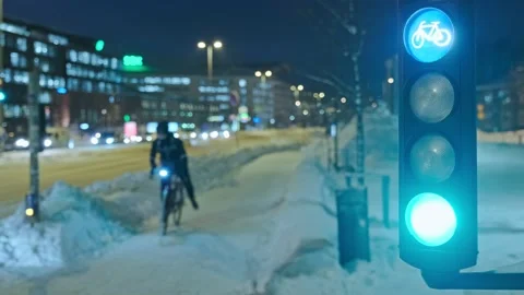 Close-up of traffic-light for the cyclists. Stock Footage 170509425