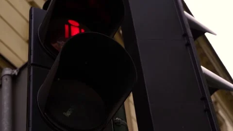 Close-up of traffic light at intersection of large city,regulating movement Stock Footage 251033699