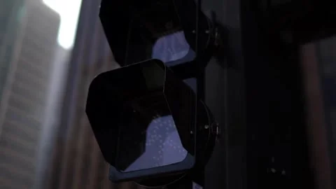 Close Up Of Traffic Lights Above Road Junction In New York Traffic lights wit Stock Footage 256737568
