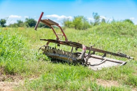 Close up of a trail harrow system. Foto stock